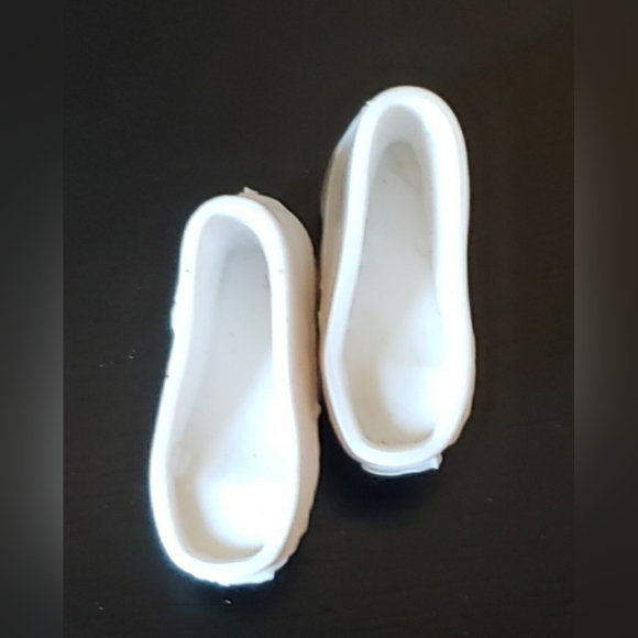 Vintage 1970s 12" Mego Doll white summer shoes for Cher Doll Farrah Fawcett doll - Picture 5 of 5